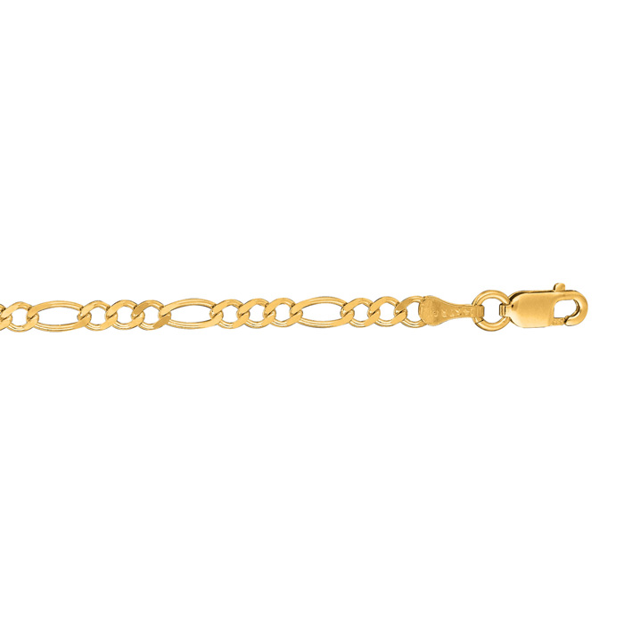 14K Yellow Gold (2.50 g) 3.10mm 7 Inch Diamond Cut Classic Figaro Chain Bracelet by SuperJeweler