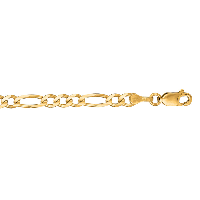 14K Yellow Gold (3.40 g) 3.80mm 7 Inch Diamond Cut Classic Figaro Chain Bracelet by SuperJeweler