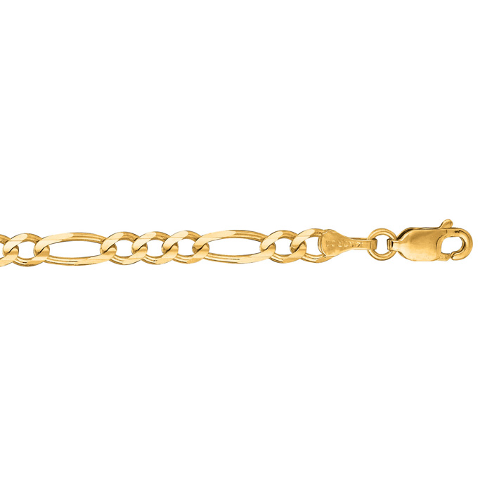 14K Yellow Gold (3.90 g) 3.80mm 8 Inch Diamond Cut Classic Figaro Chain Bracelet by SuperJeweler