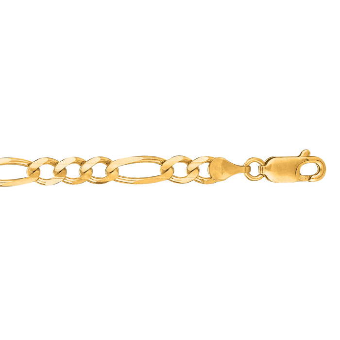 14K Yellow Gold (14.60 G) 4.50mm 20 Inch Diamond Cut Classic Figaro Chain Necklace By SuperJeweler