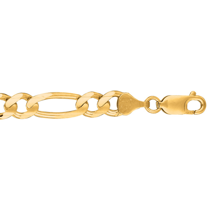 14K Yellow Gold (14 g) 7.0mm 8.5 Inch Diamond Cut Classic Figaro Chain Bracelet by SuperJeweler