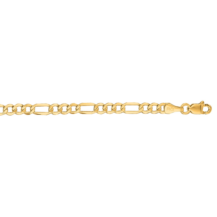 14K Yellow Gold (3.35 g) 3.5mm 18 Inch Diamond Cut Light Figaro Chain Necklace by SuperJeweler