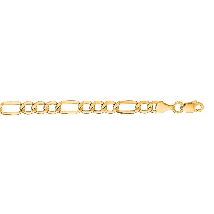 14K Yellow Gold (2.10 g) 4.6mm 7 Inch Diamond Cut Light Figaro Chain Bracelet by SuperJeweler