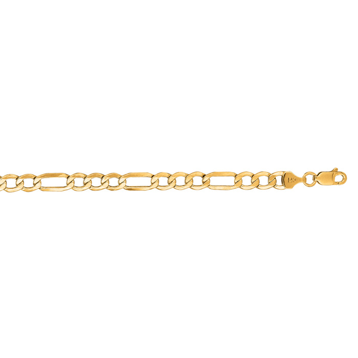 14K Yellow Gold (3.40 g) 5.4mm 8.5 Inch Diamond Cut Light Figaro Chain Bracelet by SuperJeweler