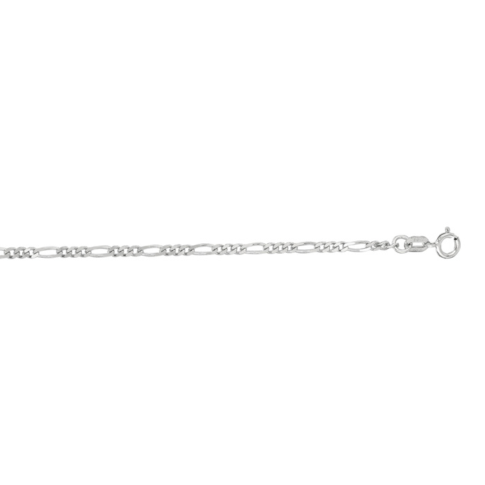 14K White Gold (2.70 g) 1.90mm 16 Inch Diamond Cut Classic Figaro Chain Necklace by SuperJeweler