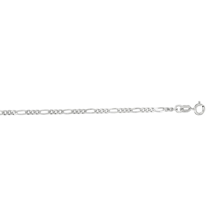 14K White Gold (3.40 G) 1.90mm 20 Inch Diamond Cut Classic Figaro Chain Necklace By SuperJeweler