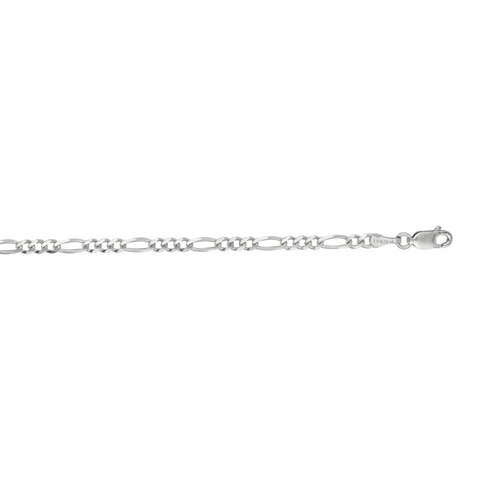 14K White Gold (7.10 G) 3.0mm 20 Inch Diamond Cut Classic Figaro Chain Necklace By SuperJeweler