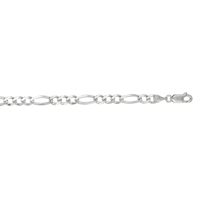 14K White Gold (5.80 g) 4.60mm 8 Inch Diamond Cut Classic Figaro Chain Bracelet by SuperJeweler