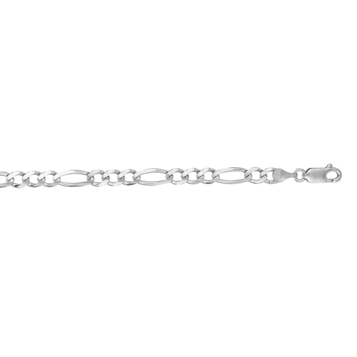 14K White Gold (5.80 G) 4.60mm 8 Inch Diamond Cut Classic Figaro Chain Bracelet By SuperJeweler