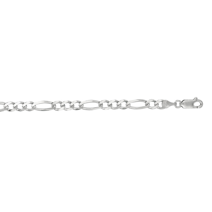 14K White Gold (13.10 g) 4.60mm 18 Inch Diamond Cut Classic Figaro Chain Necklace by SuperJeweler