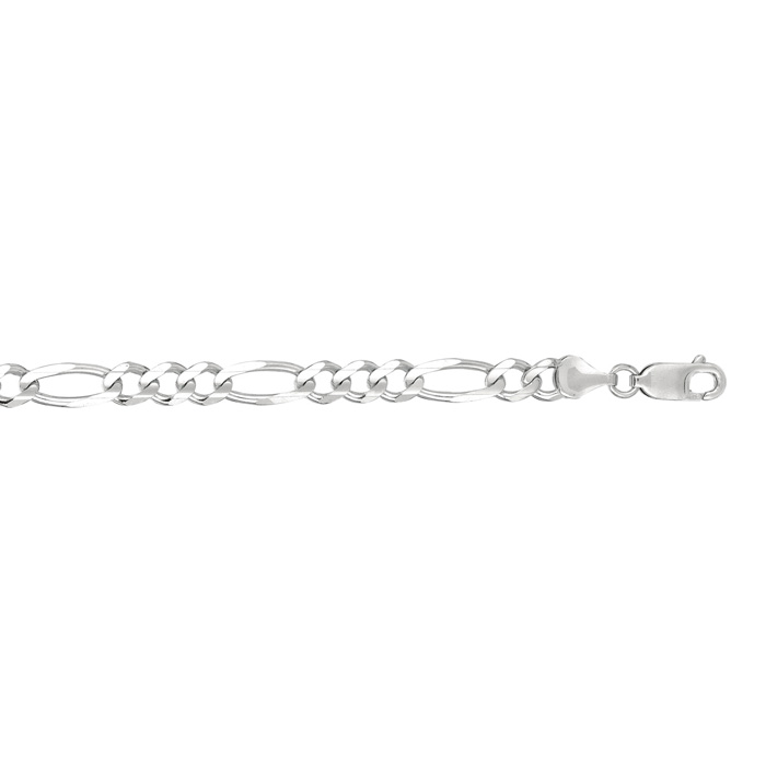 14K White Gold (9.10 g) 6.0mm 8 Inch Diamond Cut Classic Figaro Chain Bracelet by SuperJeweler