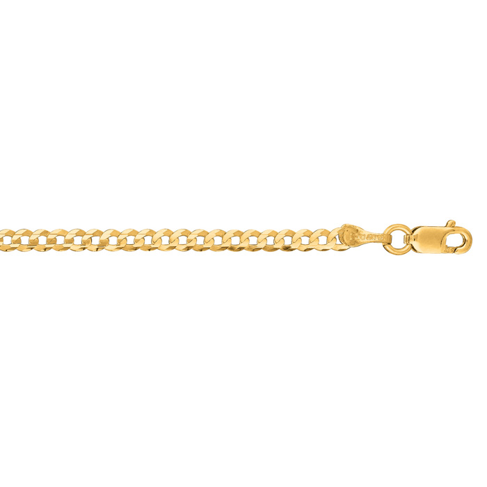 14K Yellow Gold (2.35 g) 2.60mm 10 Inch Comfort Curb Chain Necklace Anklet by SuperJeweler