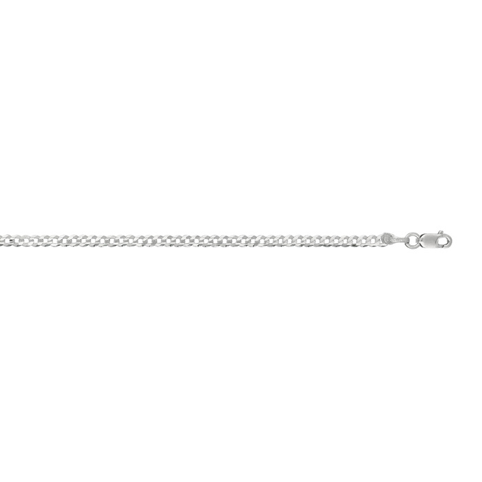 14K White Gold (2.40 g) 2.60mm 10 Inch Comfort Curb Chain Necklace Anklet by SuperJeweler