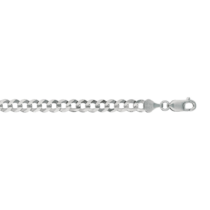 14K White Gold (7.60 G) 5.70mm 8.5 Inch Comfort Curb Chain Bracelet By SuperJeweler