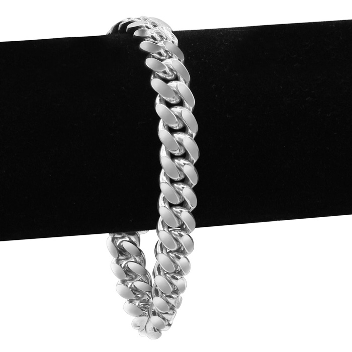 14K White Gold (12.30 g) 6.50mm 8.5 Inch Light Miami Cuban Chain Bracelet by SuperJeweler