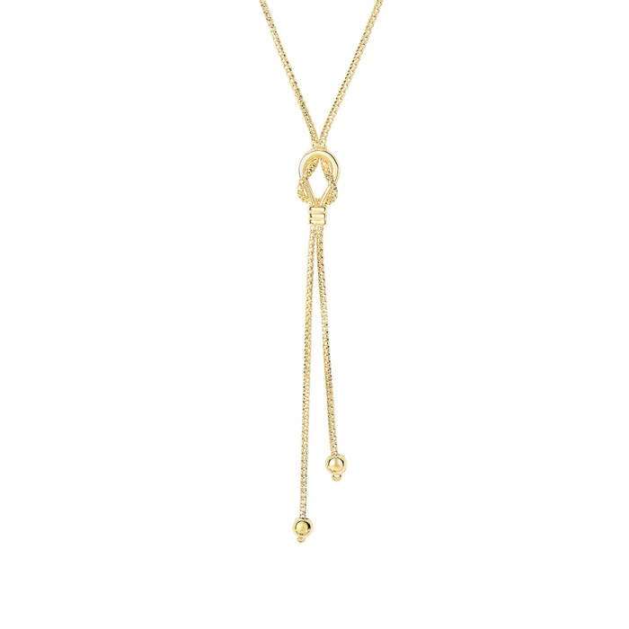 14K Yellow Gold (4.40 g) 17 Inch Bead & Knot Lariat Necklace by SuperJeweler