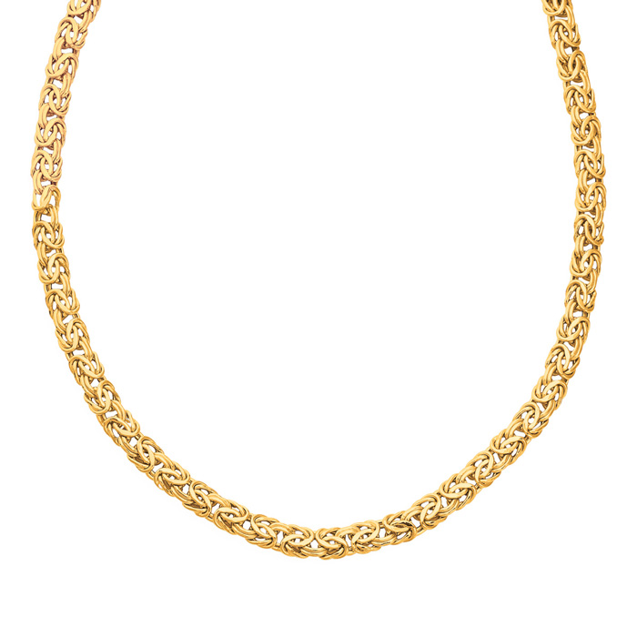 14K Yellow Gold (15.40 g) 7.20mm 18 Inch Shiny Byzantine Necklace by SuperJeweler