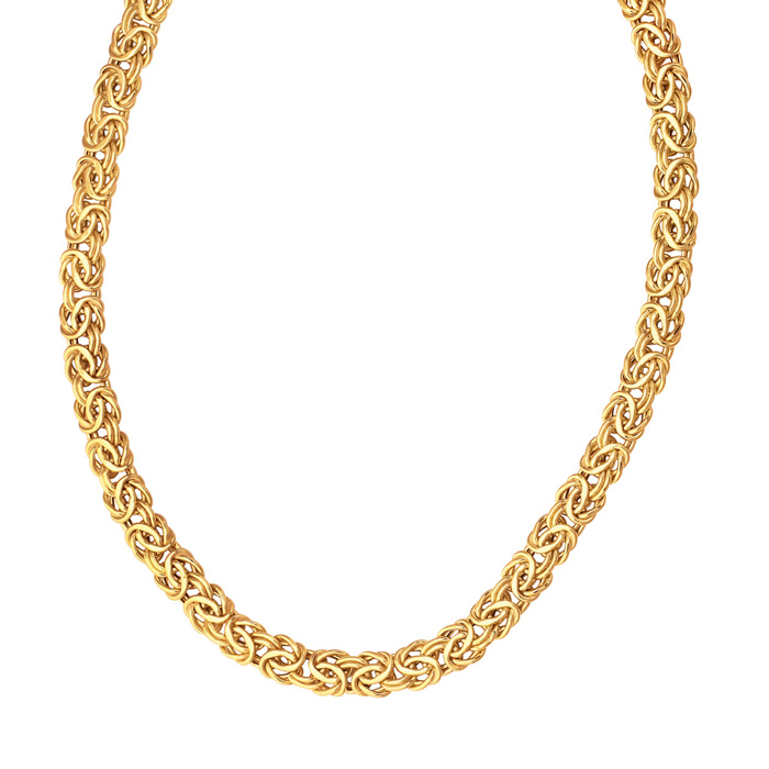 14K Yellow Gold (23.10 g) 9.0mm 18 Inch Shiny Byzantine Necklace by SuperJeweler