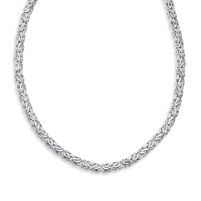 14K White Gold (15.40 g) 7.20mm 18 Inch Shiny Byzantine Necklace by SuperJeweler