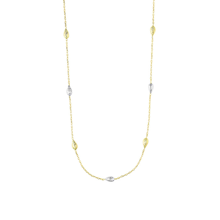 14K Yellow & White Gold (3.40 g) 18 Inch Teardrop & Cable Chain Necklace by SuperJeweler