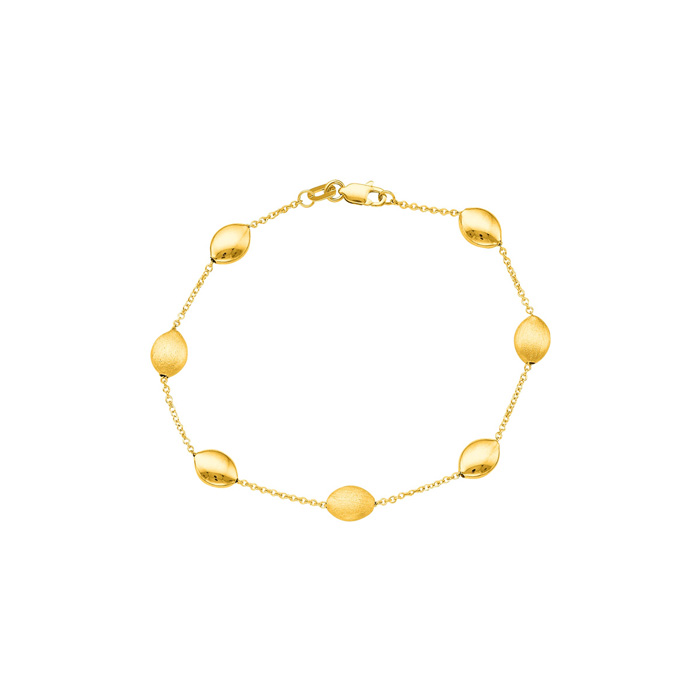 14K Yellow Gold (3.10 g) 7.25 Inch Shiny & Satin Finish Pebble Chain Bracelet by SuperJeweler