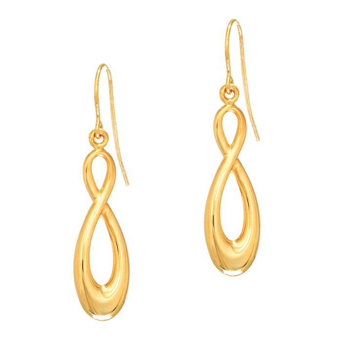 14K Yellow Gold (1.20 g) 1.25 Inch Shiny Infinity Drop Earrings by SuperJeweler