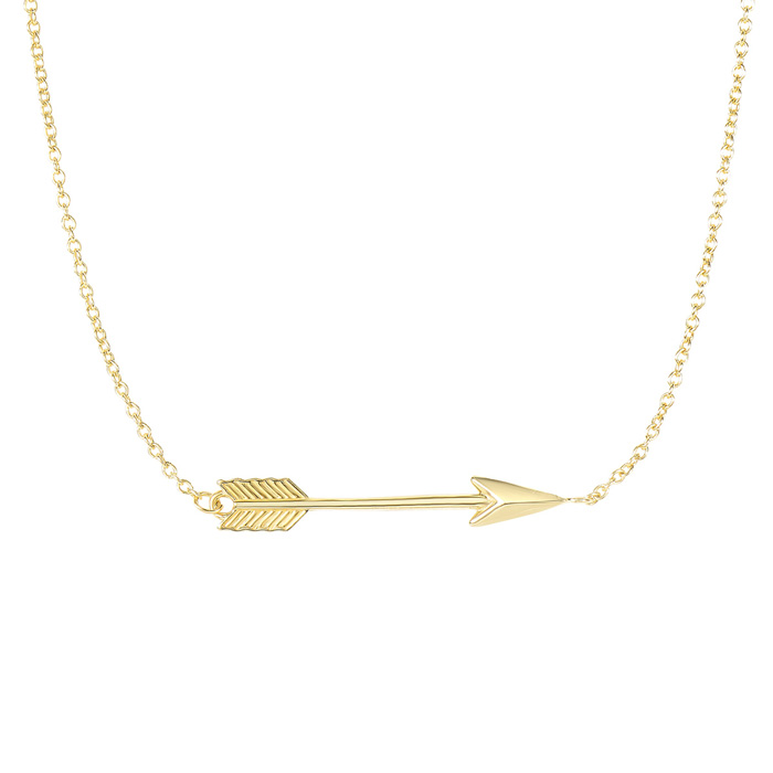 14K Yellow Gold (2.40 g) 30mm 18 Inch Sideways Arrow Necklace by SuperJeweler