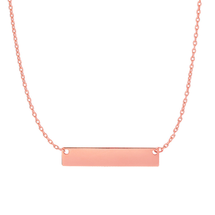 14K Rose Gold (2.40 g) 4.9mm 18 Inch Horizontal Bar Necklace by SuperJeweler