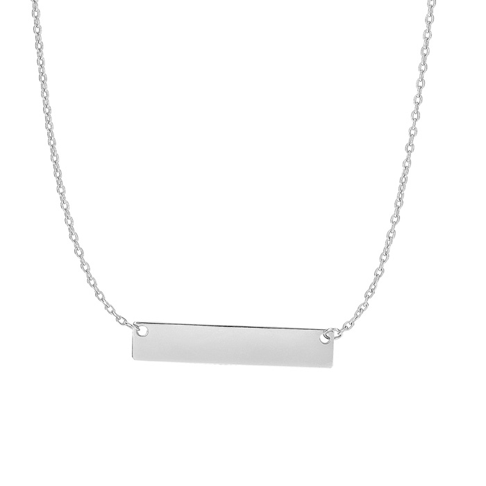 14K White Gold (2.40 g) 4.9mm 18 Inch Horizontal Bar Necklace by SuperJeweler