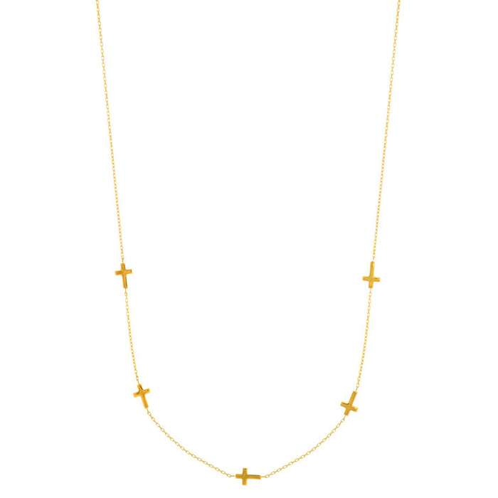 14K Yellow Gold (2.10 g) 17 inch 5 Sideways Cross Necklace by SuperJeweler