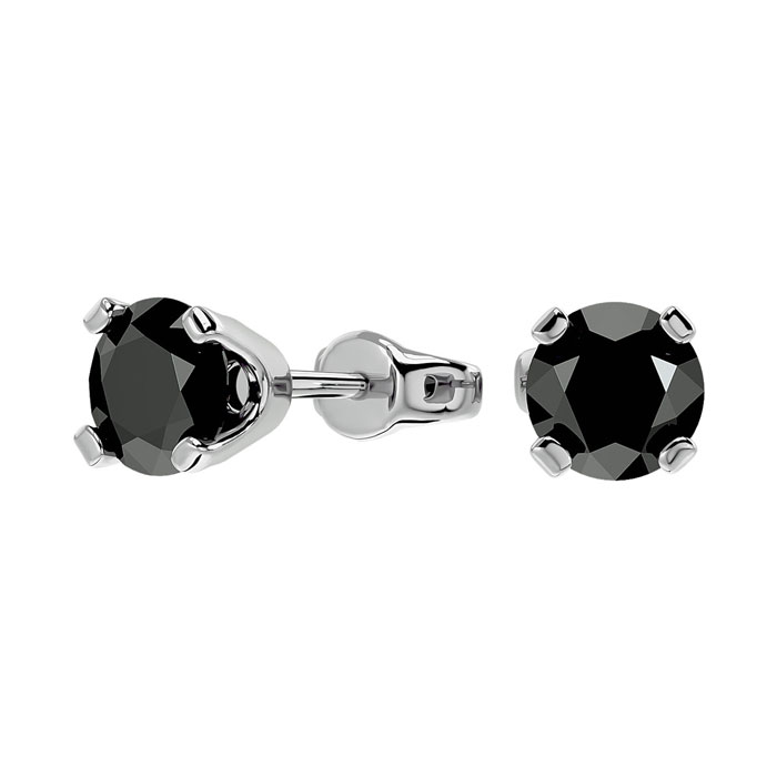 1 Carat Black Diamond Stud Earrings, 14k White Gold by SuperJeweler