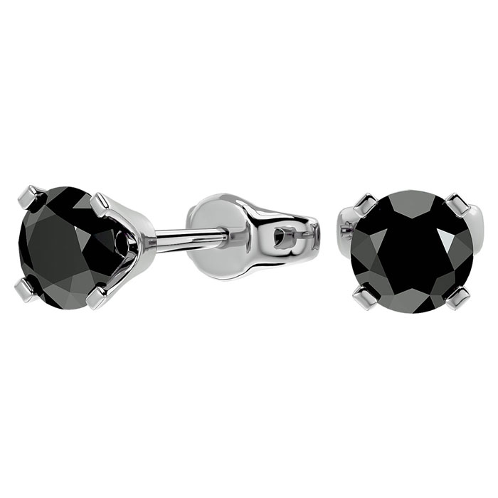 1.5 Carat Black Diamond Stud Earrings, 14k White Gold by SuperJeweler