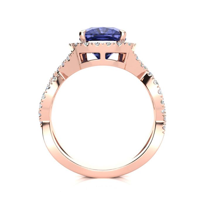 Tanzanite Rings | Tanzanite | 3ct Cushion Cut Tanzanite and Halo