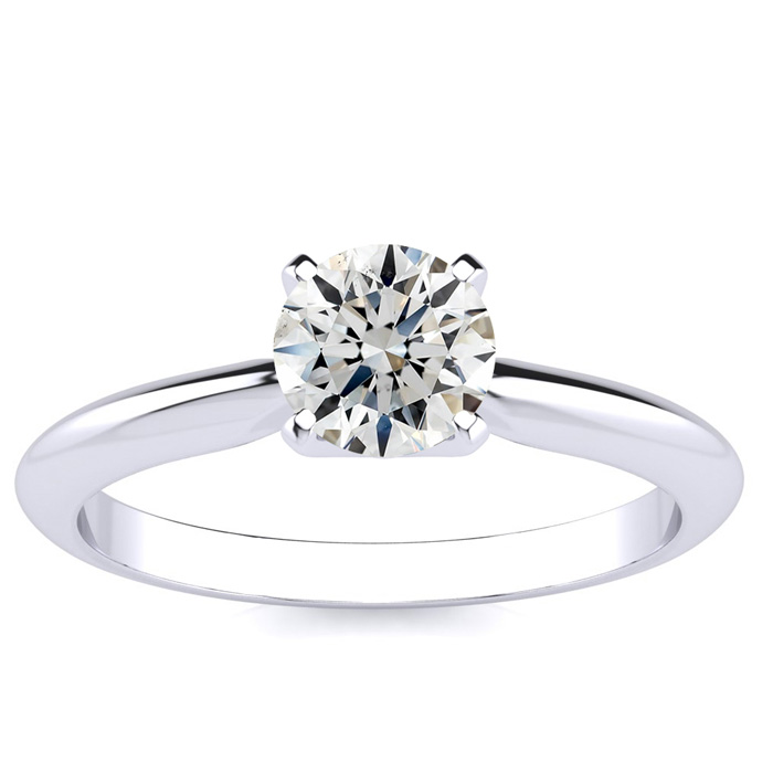 3/4 Carat Round Shaped Diamond Solitaire Ring in Platinum (, SI2-I1) by SuperJeweler