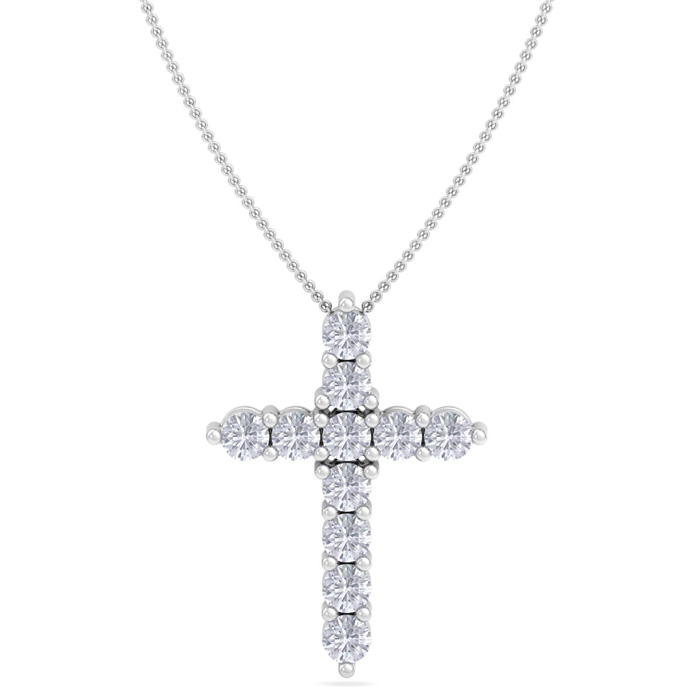 1/2 Carat Diamond Cross Necklace in 14K White Gold, 18 Inches,  by SuperJeweler