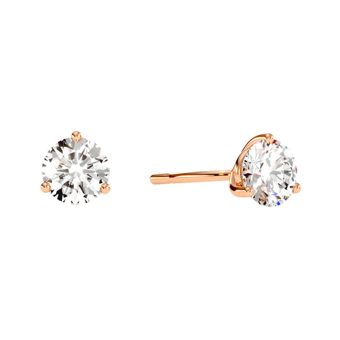 1 Carat Diamond Martini Stud Earrings In 14 Karat Rose Gold