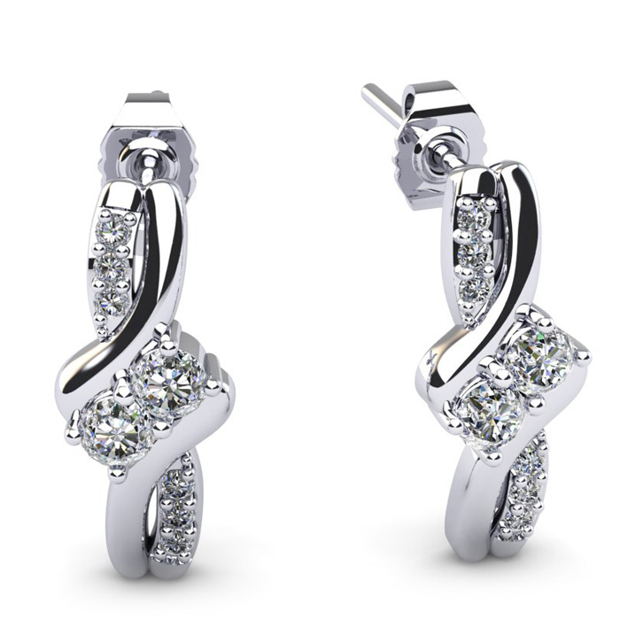 1/4 Carat Two Stone Diamond Knot Earrings In 14K White Gold (2 G), I/J By SuperJeweler