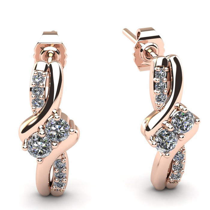 1/4 Carat Two Stone Diamond Knot Earrings in 14K Rose Gold (2 g),  by SuperJeweler