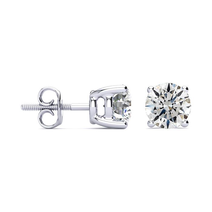 1 3/4 Carat Round Diamond Stud Earrings in 14K White Gold (  SI1-