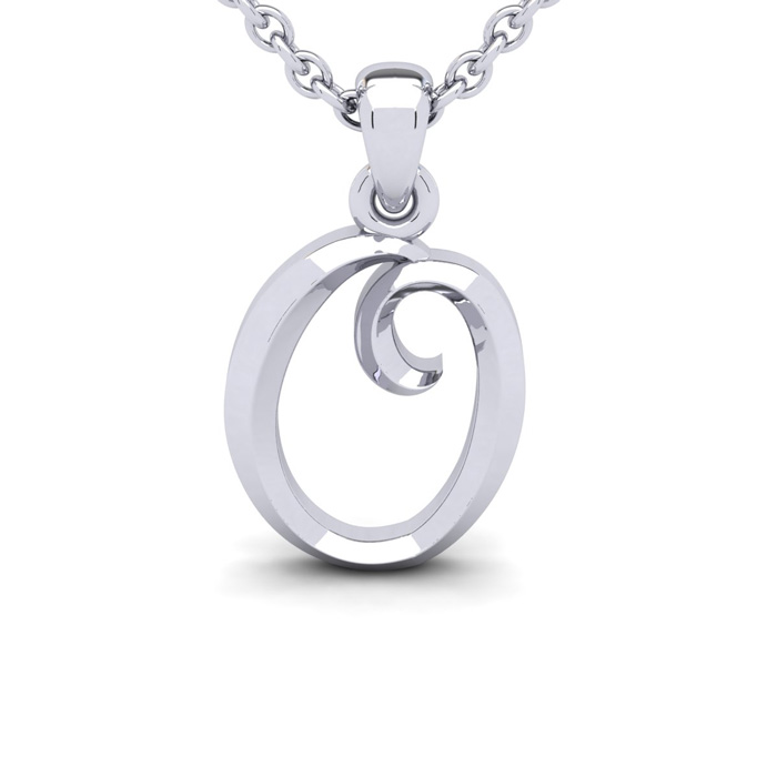 Letter O Swirly Initial Necklace in Heavy White Gold (2.1 g) w/ Free 18 Inch Cable Chain by SuperJeweler