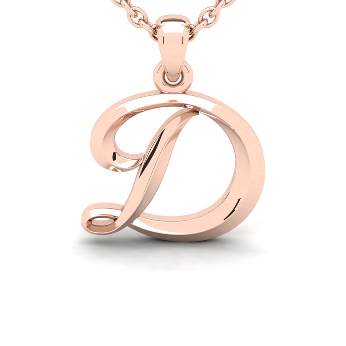 Letter D  ColorSwirly Initial Necklace in Heavy Rose Gold (2.1 g) w/ Free 18 Inch Cable Chain by SuperJeweler