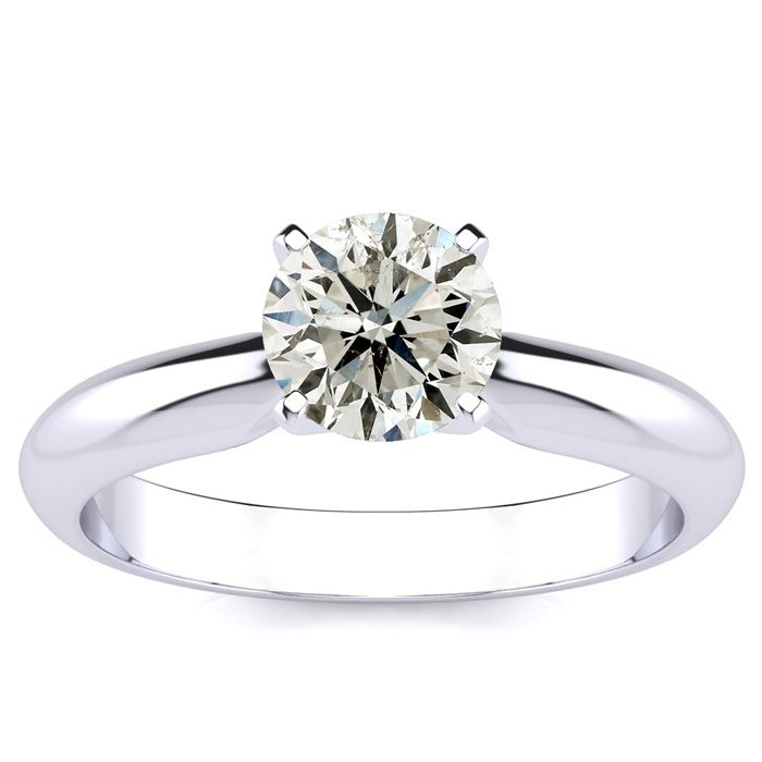 1 Carat Round Diamond Solitaire Ring In 14K White Gold (I-J, I2-I3 Clarity Enhanced) By SuperJeweler