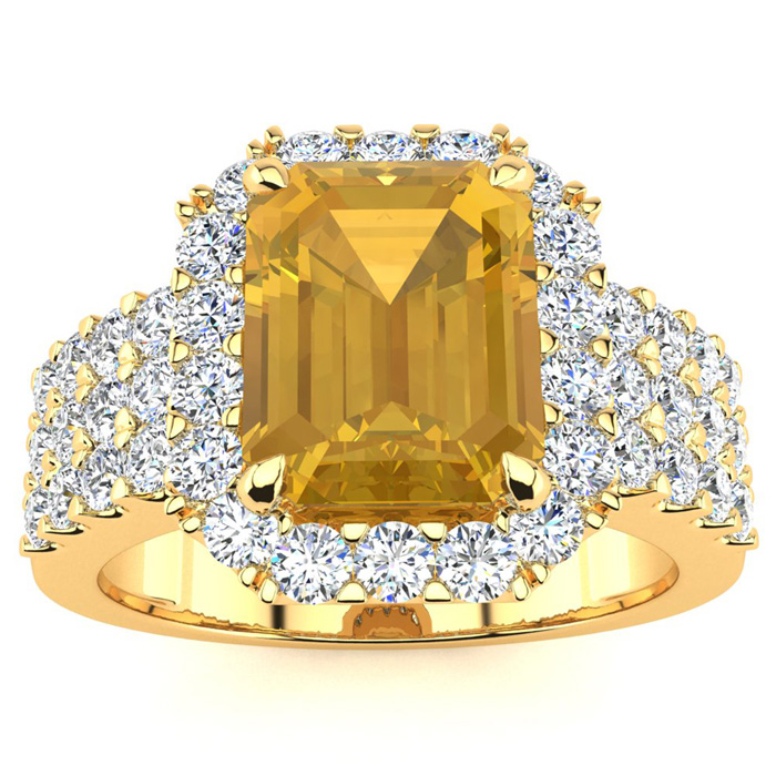 3 Carat Citrine & Halo Diamond Ring in 14K Yellow Gold (8.7 g),  by SuperJeweler