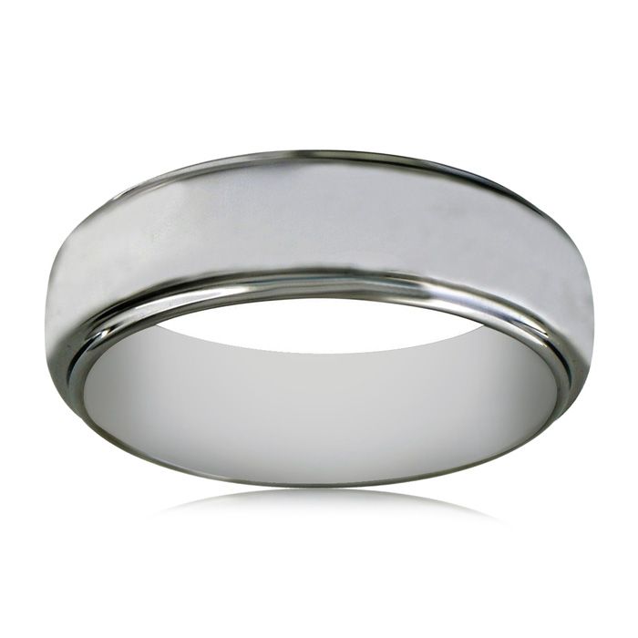 7mm Tungsten Wedding Band w/ Raised Shiny Center by SuperJeweler