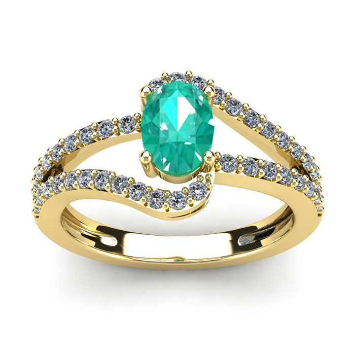 1.25 Carat Oval Shape Emerald Cut & Fancy Diamond Ring in 14K Yellow Gold (3.3 g),  by SuperJeweler