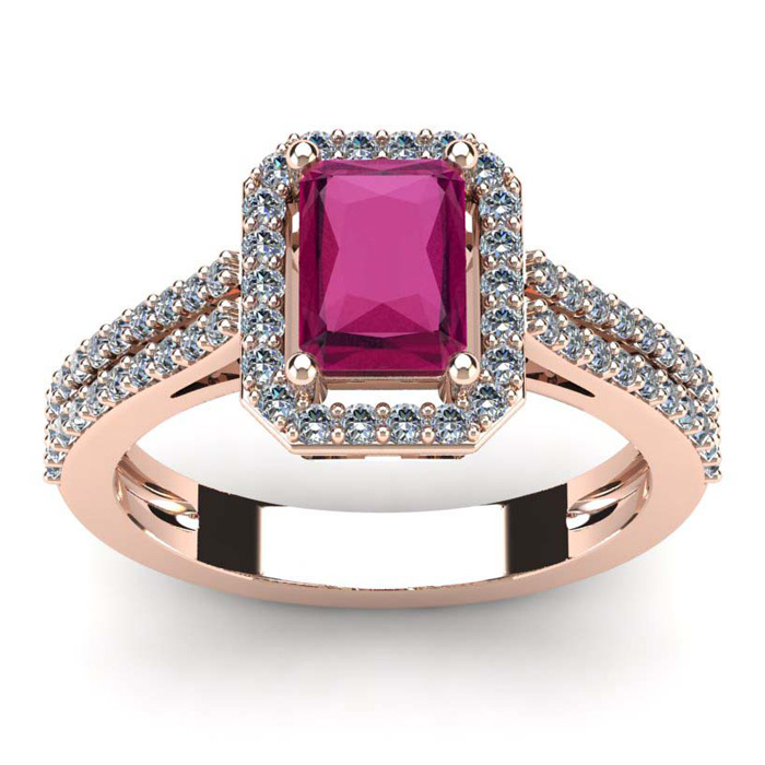 1.5 Carat Ruby & Halo Diamond Ring in 14K Rose Gold (3.3 g),  by SuperJeweler