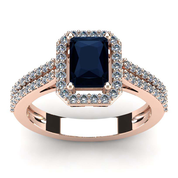 1.5 Carat Sapphire & Halo Diamond Ring in 14K Rose Gold (3.3 g),  by SuperJeweler