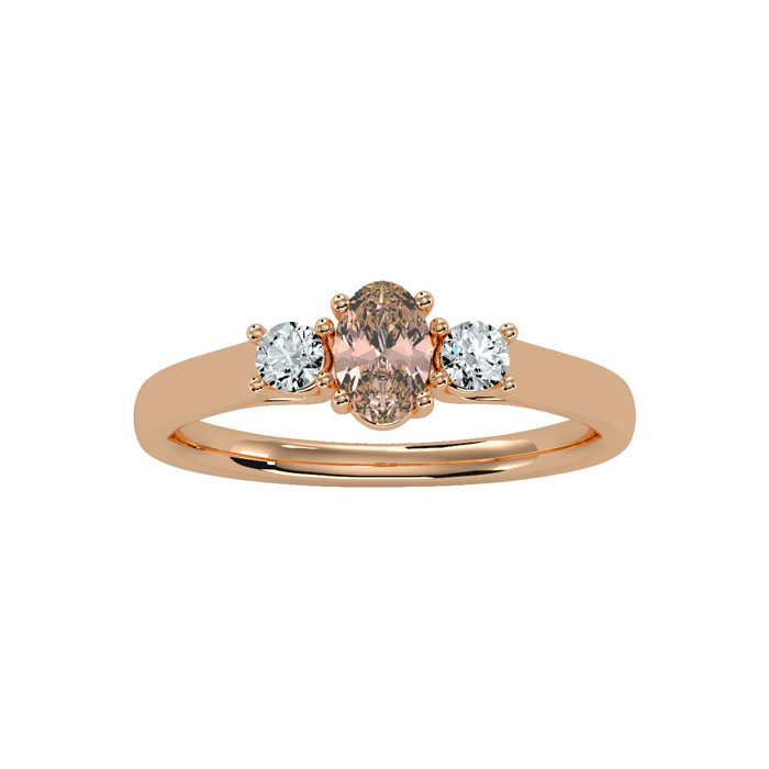 1/2 Carat Oval Shape Morganite & Two Diamond Ring in 14K Rose Gold (1.8 g),  by SuperJeweler