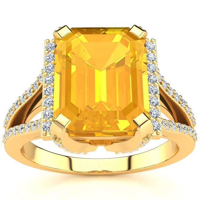 3 1/2 Carat Citrine & Halo Diamond Ring in 14K Yellow Gold (6 g),  by SuperJeweler