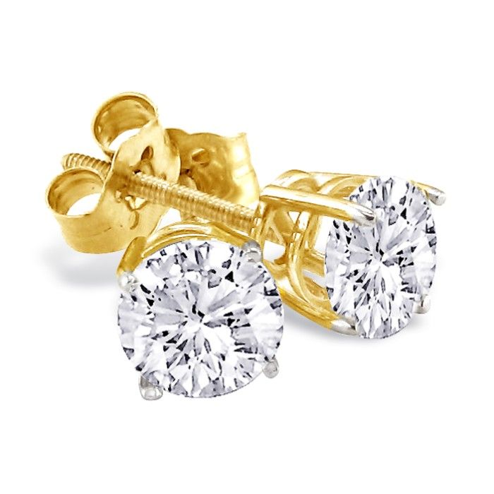 3 4ct Diamond Stud Earrings In 14k Yellow Gold I J Color I1 Clarity